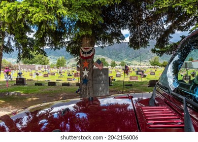 Butte, MT, USA - July 4, 2020: The Mountain View Cemetery