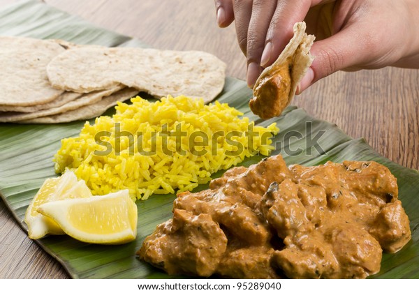 Butter Chicken Lemon Rice Indian Butter Stock Photo Edit Now 95289040