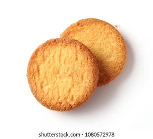 Butter Cookies Isolated On White Background, Top View