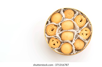 Butter Cookies On White Background