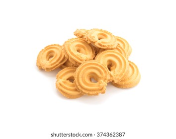 Butter Cookies On White Background