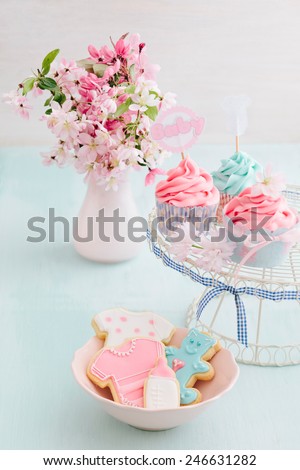 Butter Cream Cupcakes Cookies Baby Shower Stock Photo Edit Now