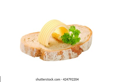 Butter Curl On A Slice Of Bread