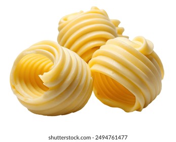 Butter curls isolated on white background