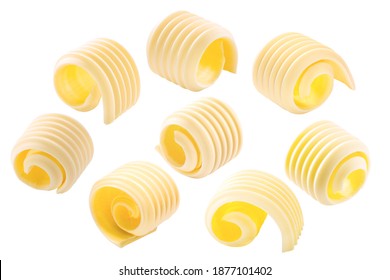 Butter curls rolled up, singles, isolated - Shutterstock ID 1877101402