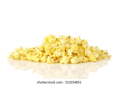 Butter Popcorn Isolated On White Background.