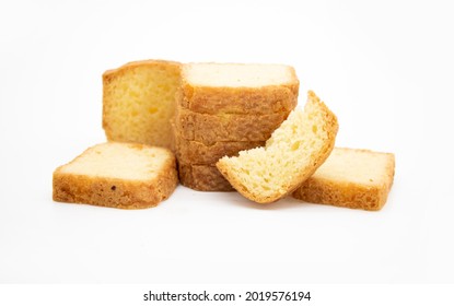 Butter Pound Cake Sliced Isolate On White Background, Selective Focus