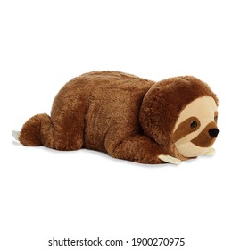 Buttercream Sloth Stuffed Animal Isolated on White. Toddler Soft Squishy Plushies. Baby Plush Friend Toy Sitting on the Floor. 25 Inch Polyester Fabric Stuffed Toys or Stuffies. Cuddle Buddy