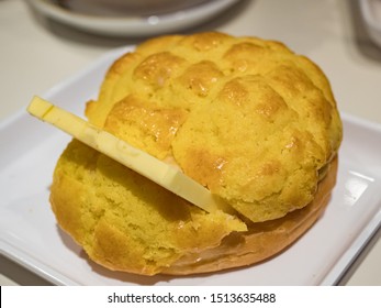 Buttered Pineapple Bun In Dish