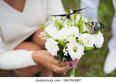 Butterflies On The Bridal Bouqet