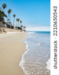 Butterfly beach idyllic holiday in Santa barbara California USA. Vibrant background for tropical authentic cali atmosphere background with copy space Nature travel landscape background