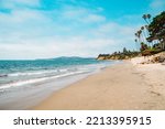 Butterfly beach idyllic holiday in Santa barbara California USA. Vibrant background for tropical authentic cali atmosphere background with copy space Nature travel landscape background