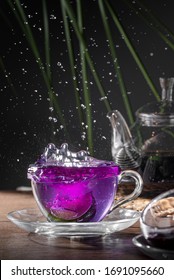 Butterfly Pea Flower Tea On A Dark Background