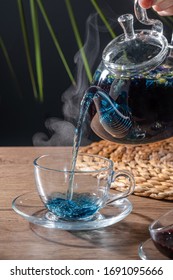 Butterfly Pea Flower Tea On A Dark Background