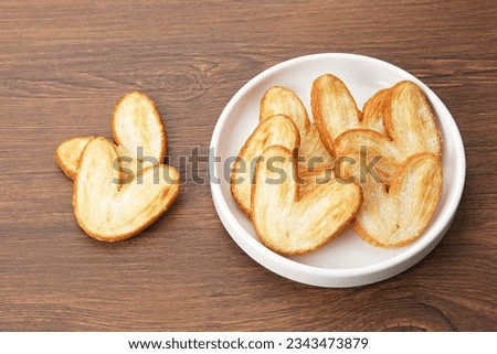 Butterfly Puff Pastry or Palmier Cookies with heart shape

