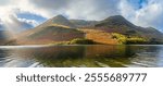 Buttermere lake overlooking Haystacks peak in Lake District. Cumbria, England