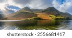 Buttermere lake overlooking Haystacks peak in Lake District. Cumbria, England