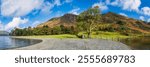 Buttermere lake shore panorama in Lake District. England