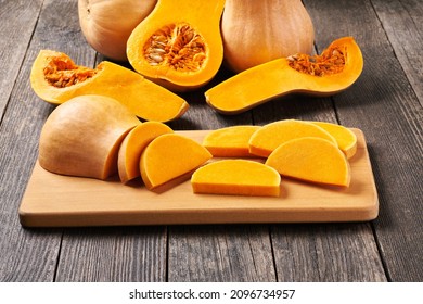 Butternut Squash, Cut Into Slices And Ready For Cooking.