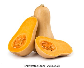 Butternut squash isolated on white background - Shutterstock ID 205302238