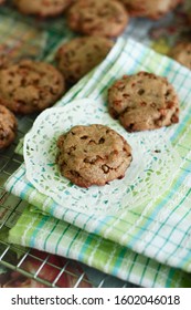 Butterscotch Chips Cookies On Napkin And In A Pan