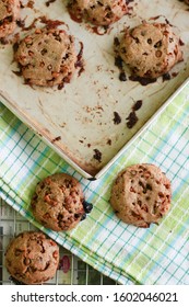 Butterscotch Chips Cookies On Napkin And In A Pan