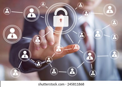 Button lock security business web sign online - Shutterstock ID 245811868