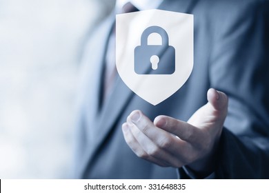 Button locked shield security virus icon business online - Shutterstock ID 331648835