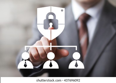Button locked shield security virus business icon