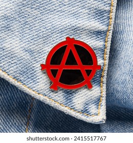 Button Metal Pin Anarchy, red. Punk Rock Ska, Thrash Metal, Anarchism Antisystem