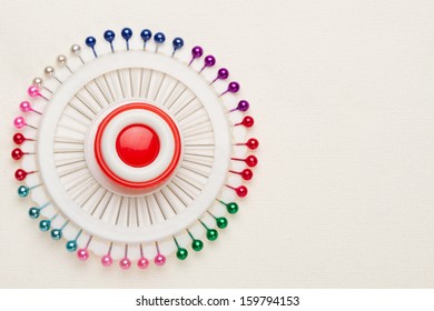 Button and push pins of fabric