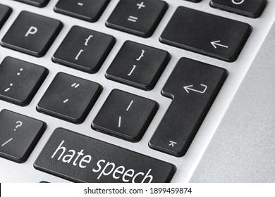 Button With Text Hate Speech On Computer Keyboard, Closeup