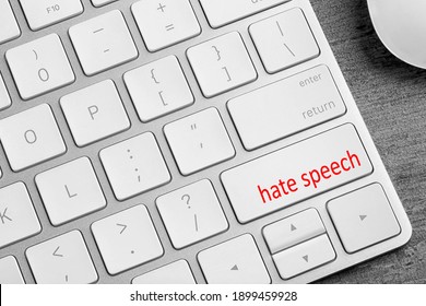 Button With Text Hate Speech On Computer Keyboard, Closeup