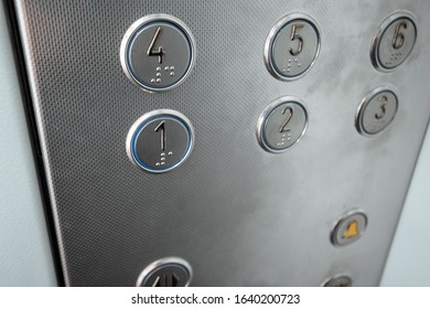 Buttons elevator panel close-up. Movement, transportation