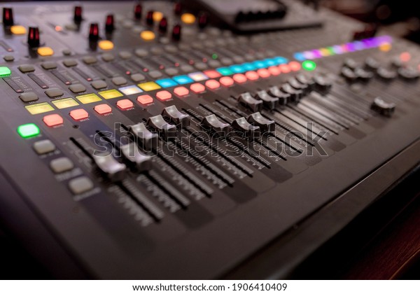 buttons equipment for sound\
mixer control, equipment for sound mixer control, electornic\
device.