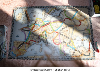 Buxerulles, France - January 12th 2020 : Ticket To Ride Board Game 