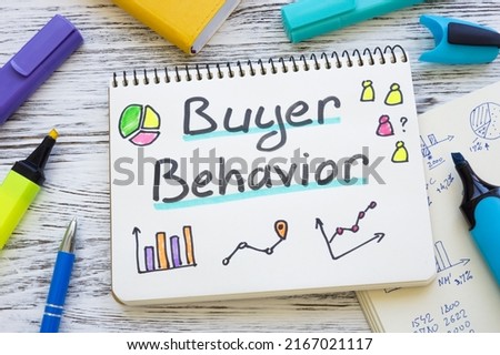 Buyer behavior concept. Open notepad with charts.