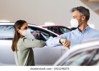 Buyer In Car Dealership Wearing Face Mask