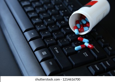 Buying Illegal Drugs Or Medication Online From The Dark Web Concept Image. 