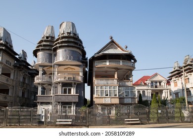 Buzescu, Romania - August 01  2021: Romani Palace In Gypsy Village Buzescu