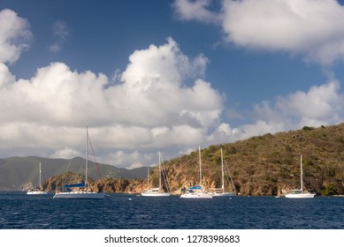 BVI Norman Island, Boats Moored In The Bight
