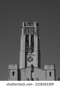 BW Gothic Brick Clock Tower