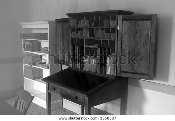 Bw Pigeon Hole Desk Maids Room Stock Photo Edit Now 1358587