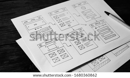 B/W Website Design Wireframe Examples Of Web And Mobile Wireframe Sketches Printable.