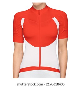 By Using This Front View Beauty Woman Jersey Mockup In Fusion Red Color, Give Your Artwork A Boost.