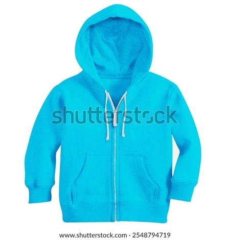 By Using This Front View Realistic Kids Hoodie ZIp Up Mockup In Atoll Blue Color, Give Your Artwork A Boost.