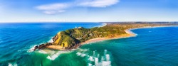 Byron Bay And Famous Lighthouse On The Top Of Headland Facing Pacific Ocean - The Most Eastern Part Of Australian Continent.