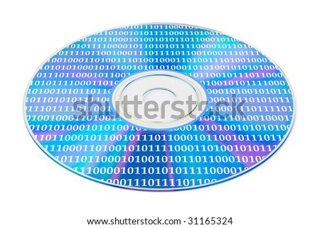 Bytes on computer disk isolated on white background