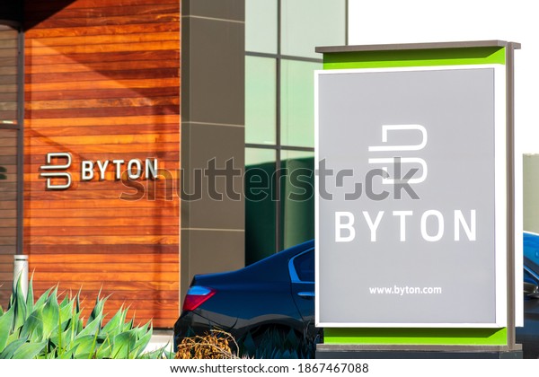 Byton headquarters in Silicon Valley. Byton is a\
Chinese all-electric vehicle automotive brand - Santa Clara,\
California, USA - 2020