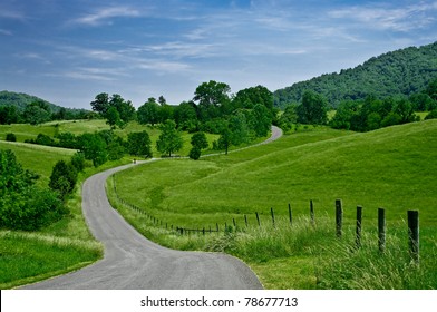 Byway:  A less-traveled road winds through the foothills of the Blue Ridge Mountains in western Virginia.